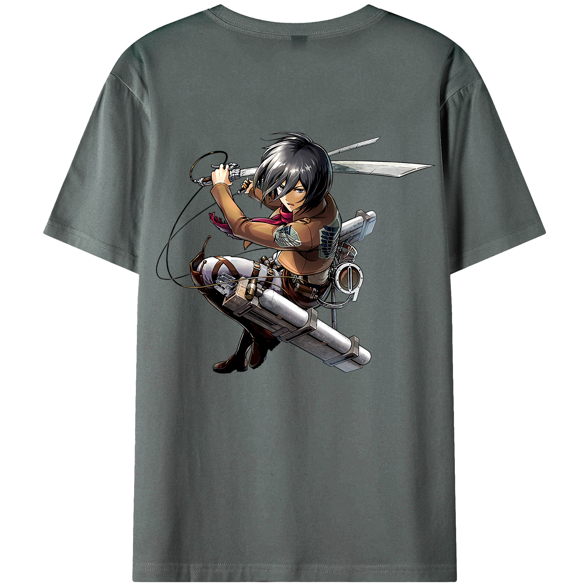 （画像用） 進撃の巨人 ミカサ·アッカーマン Attack on Titan Mikasa Ackerman 綿100％半袖Tシャツ（背面プリント）